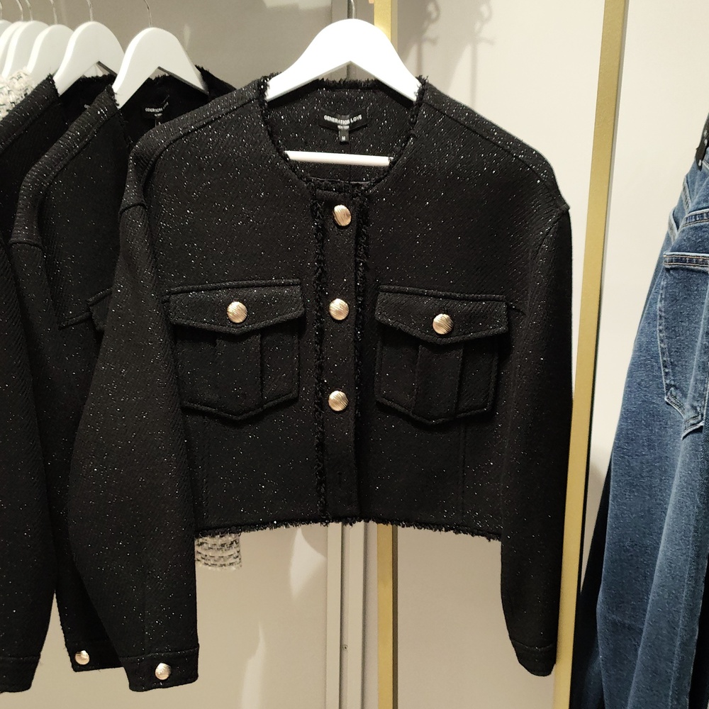 Generation Love Emille tweed bomber jacket